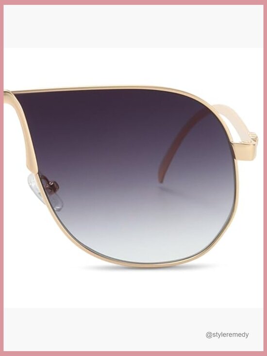 Retro 70s Oversized Aviator Sunglasses, Metal Frame, UV400 Protection